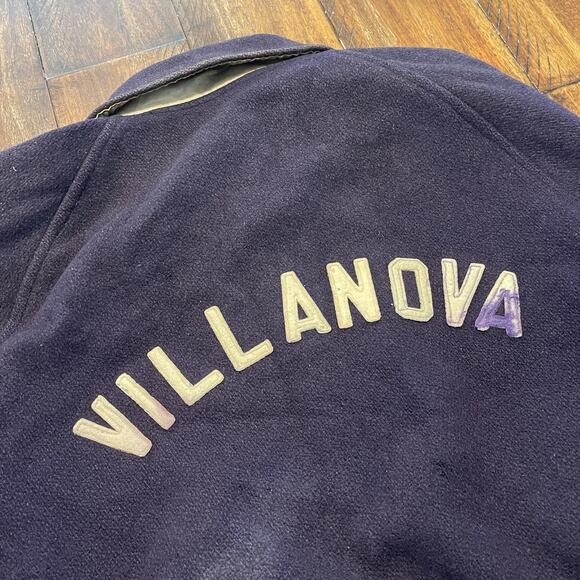 Vintage Villanova Jacket Mens Medium Blue Wool Varsity Letterman Striped 60s 70s - Picture 15 of 16